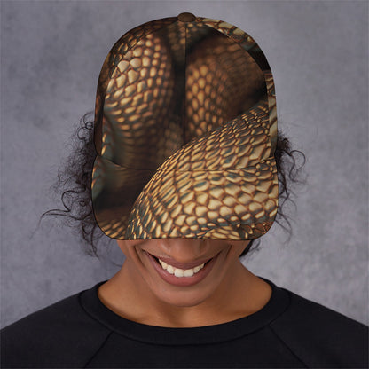 Bronze Snake Print Baseball Cap