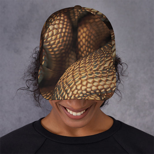 Bronze Snake Print Baseball Cap