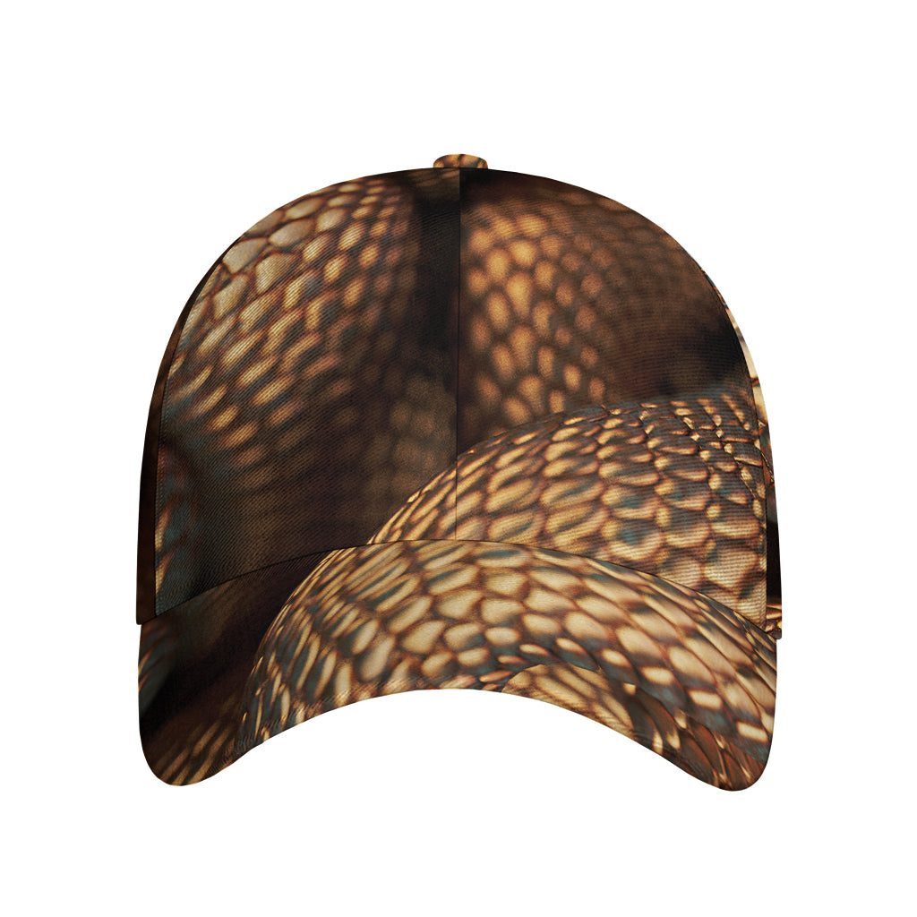 Bronze Snake Print Baseball Cap