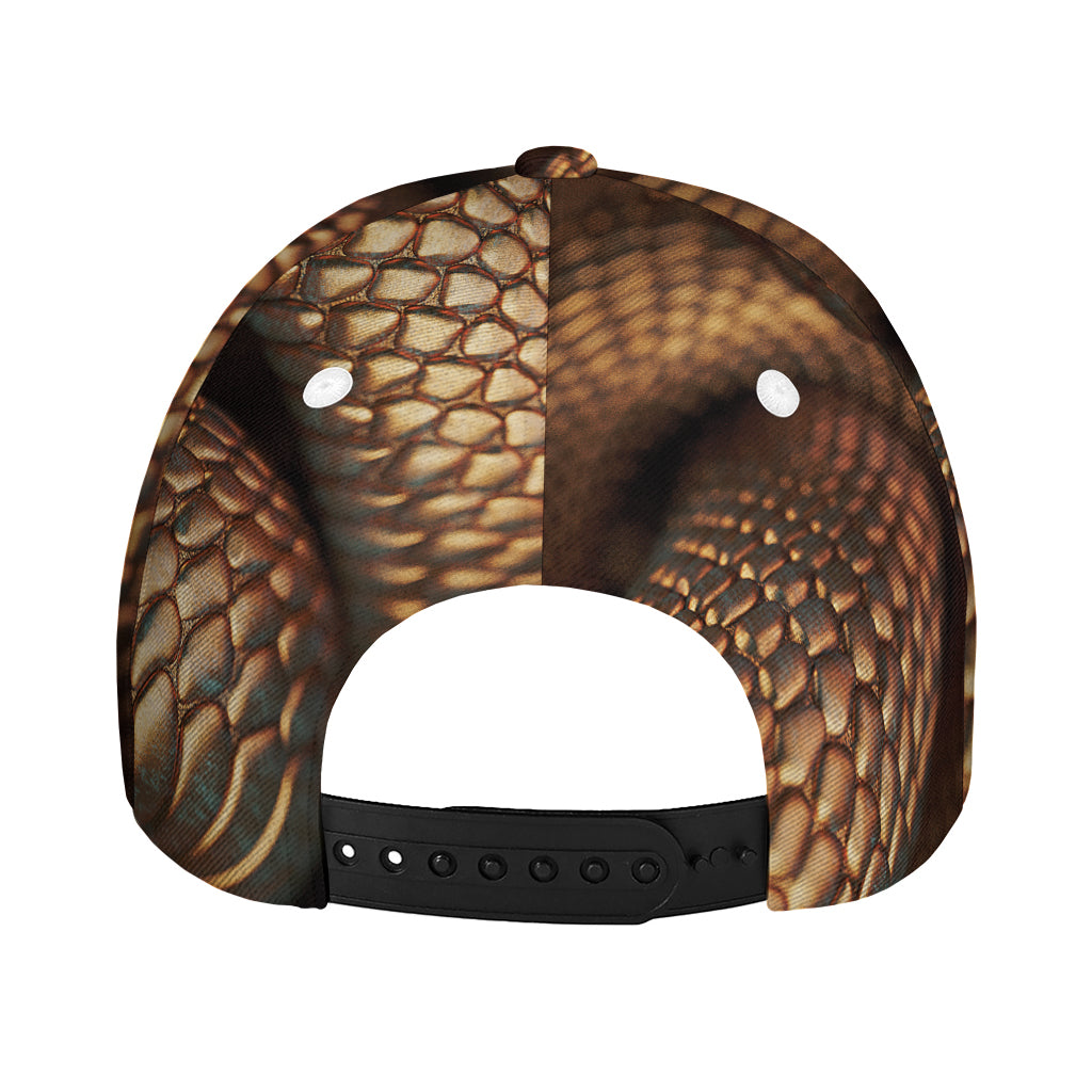 Bronze Snake Print Baseball Cap