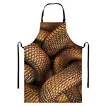 Bronze Snake Print Bib Apron With Pocket