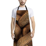 Bronze Snake Print Bib Apron With Pocket