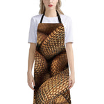 Bronze Snake Print Bib Apron With Pocket
