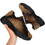 Bronze Snake Print Black Chunky Shoes