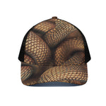 Bronze Snake Print Black Mesh Trucker Cap