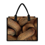 Bronze Snake Print Canvas Tote Bag
