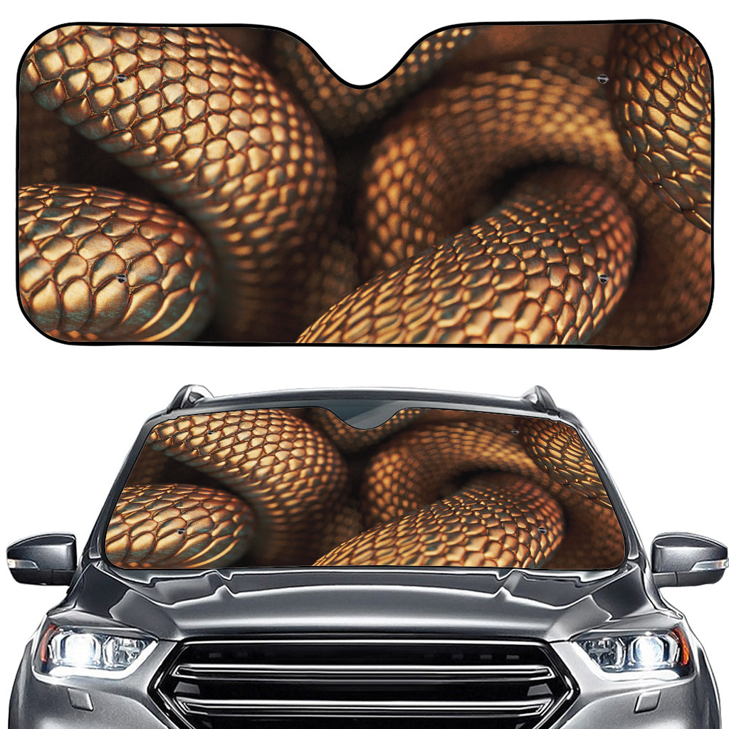 Bronze Snake Print Car Windshield Sun Shade