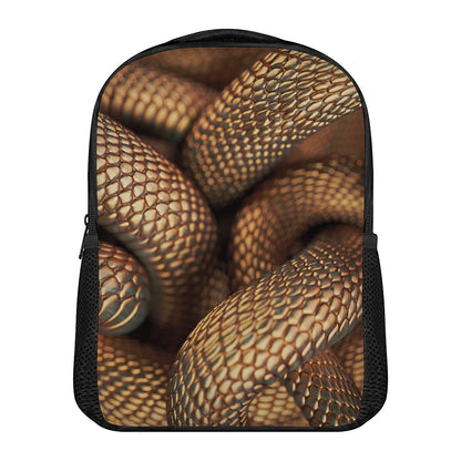 Bronze Snake Print Casual Backpack