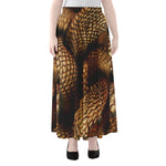 Bronze Snake Print Chiffon Maxi Skirt