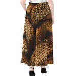Bronze Snake Print Chiffon Maxi Skirt