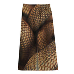 Bronze Snake Print Cotton Front Slit Maxi Skirt
