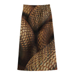 Bronze Snake Print Cotton Front Slit Maxi Skirt