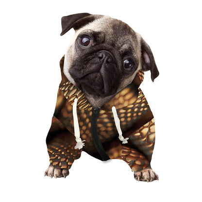 Bronze Snake Print Dog Zip Up Hoodie