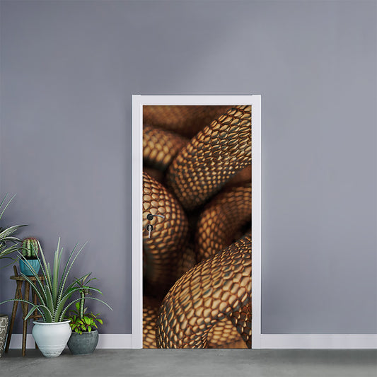 Bronze Snake Print Door Sticker