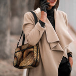 Bronze Snake Print Double Strap Bible Bag