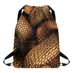 Bronze Snake Print Drawstring Backpack
