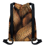 Bronze Snake Print Drawstring Backpack