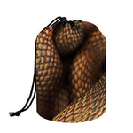 Bronze Snake Print Drawstring Makeup Bag