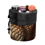 Bronze Snake Print Drawstring Makeup Bag