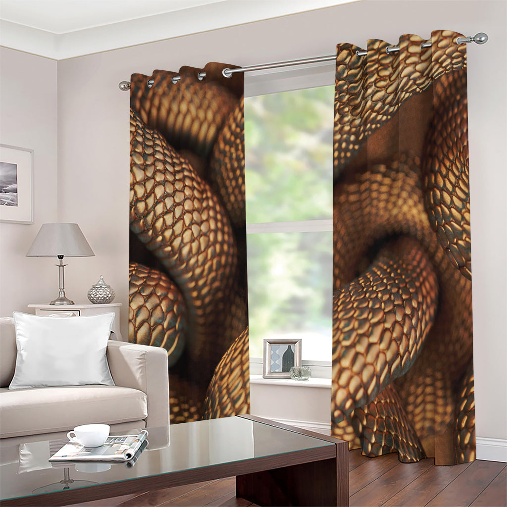 Bronze Snake Print Extra Wide Grommet Curtains