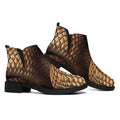 Bronze Snake Print Flat Ankle Boots