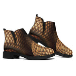 Bronze Snake Print Flat Ankle Boots
