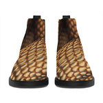 Bronze Snake Print Flat Ankle Boots