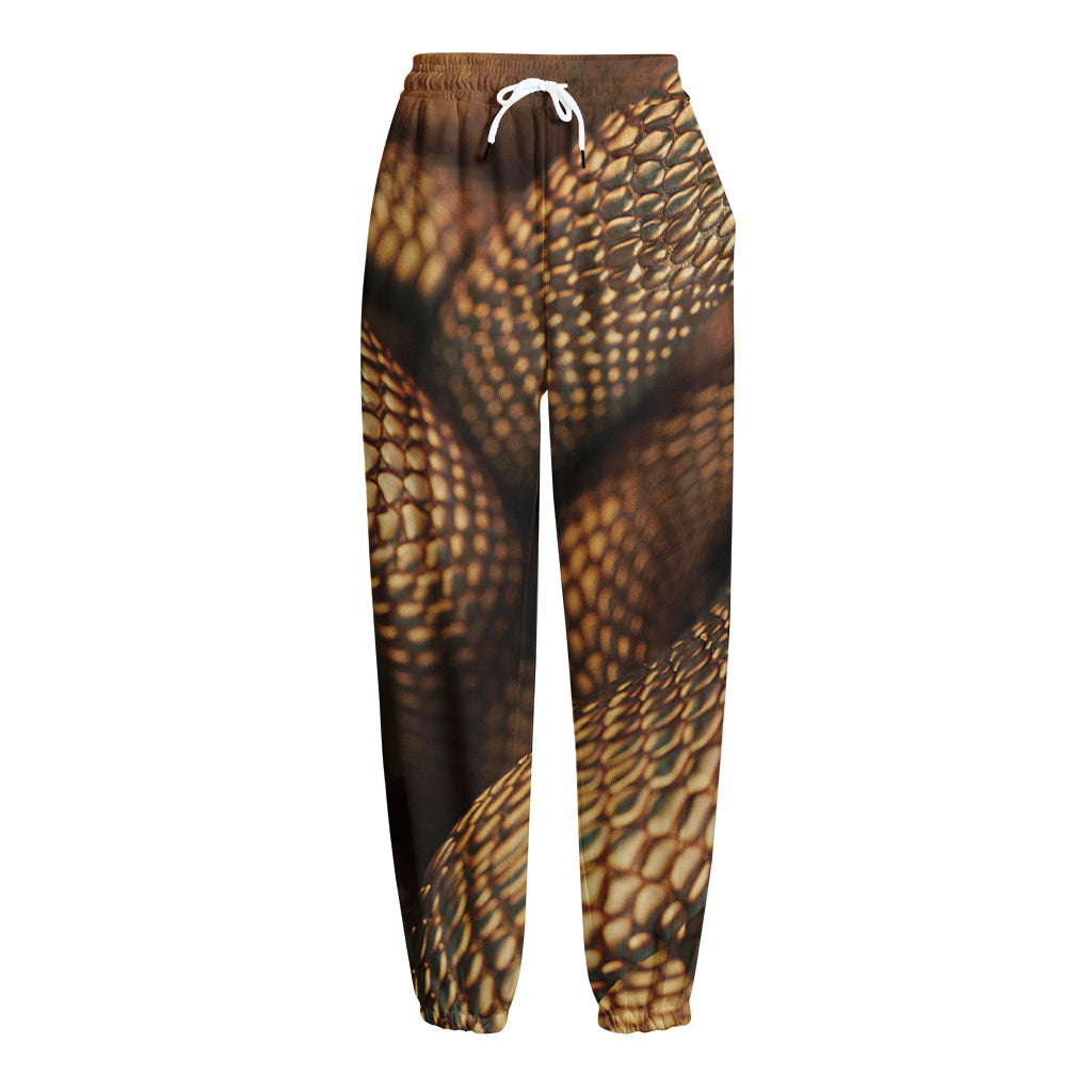 Bronze Snake Print Fleece Lined Knit Pants