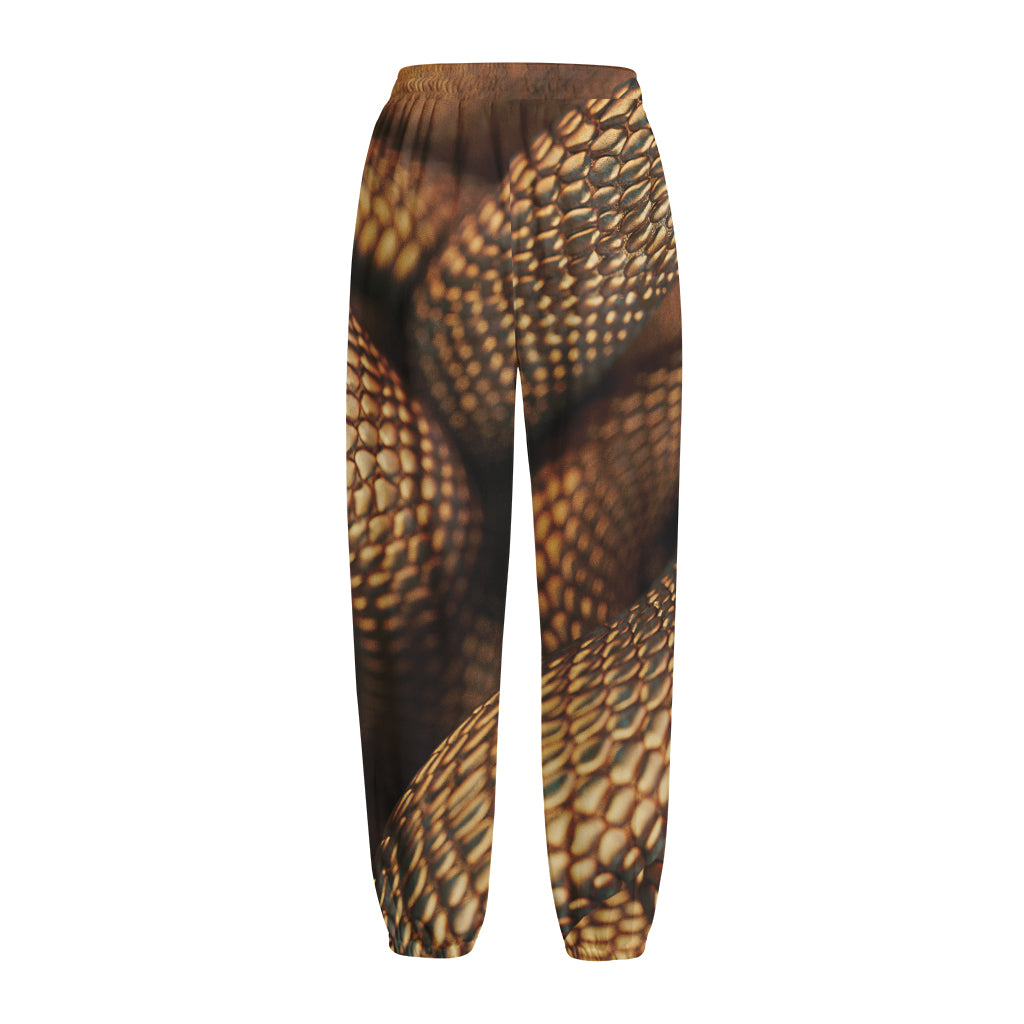 Bronze Snake Print Fleece Lined Knit Pants