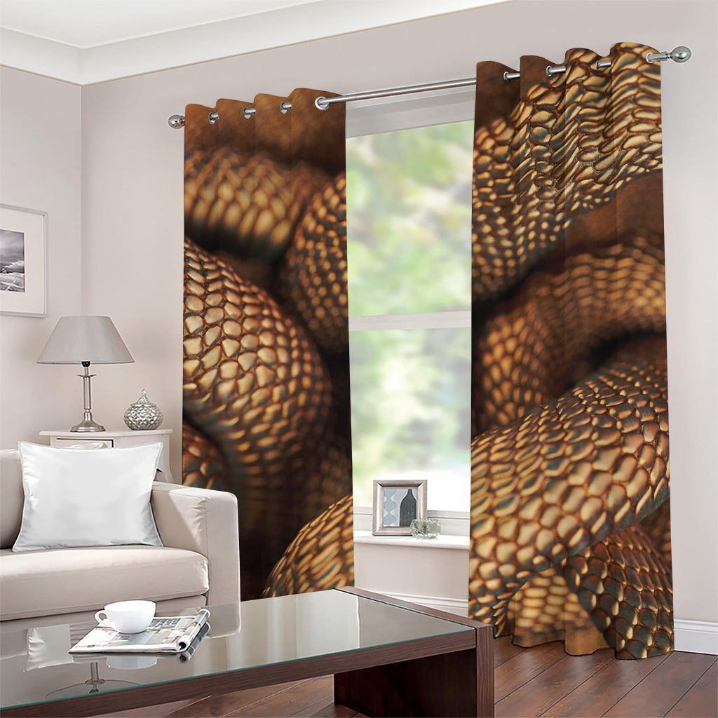 Bronze Snake Print Grommet Curtains