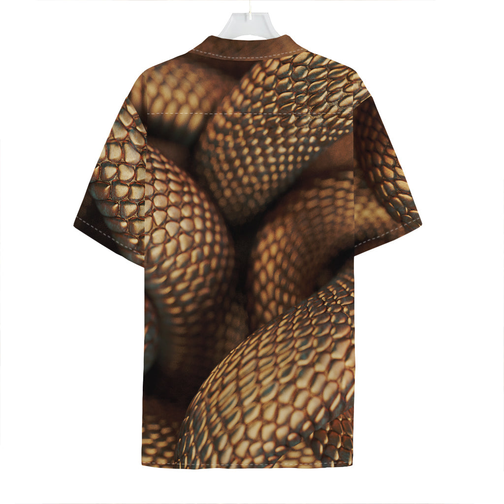 Bronze Snake Print Hawaiian Shirt