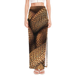 Bronze Snake Print High Slit Maxi Skirt
