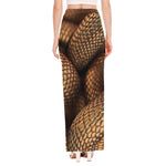 Bronze Snake Print High Slit Maxi Skirt