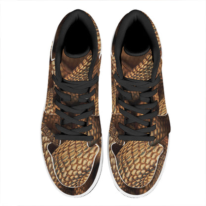 Bronze Snake Print High Top Leather Sneakers