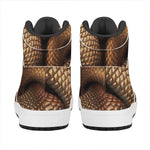 Bronze Snake Print High Top Leather Sneakers