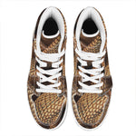 Bronze Snake Print High Top Leather Sneakers