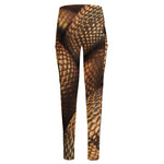 Bronze Snake Print High-Waisted Pocket Leggings