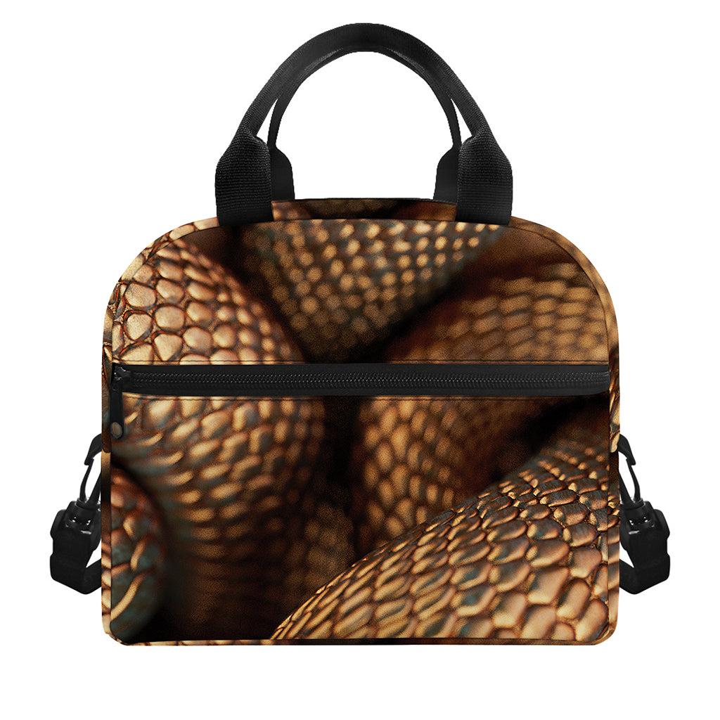 Bronze Snake Print Insulated Lunch Bag