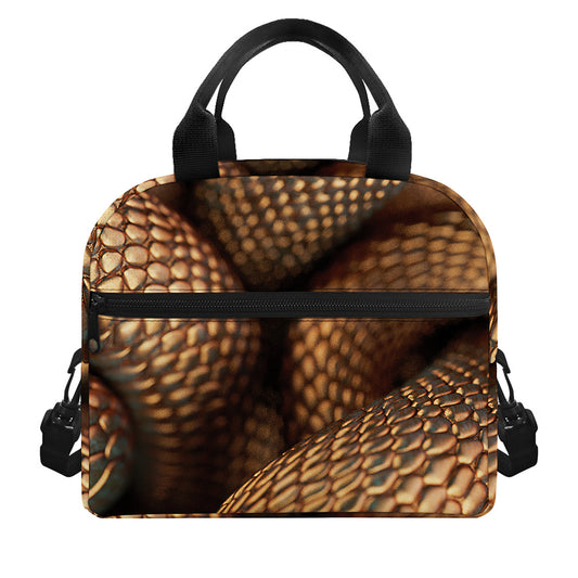 Bronze Snake Print Insulated Lunch Bag