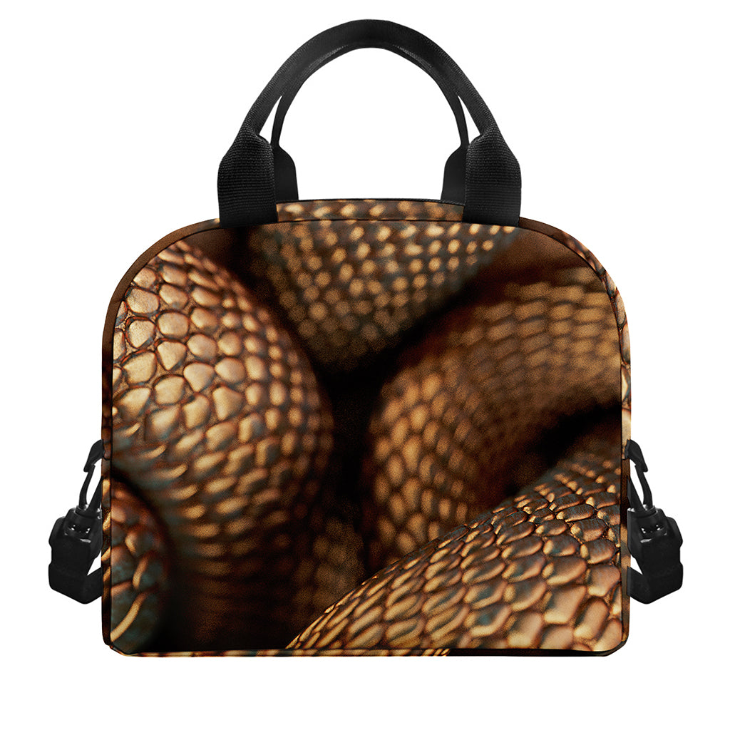Bronze Snake Print Insulated Lunch Bag