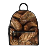 Bronze Snake Print Leather Backpack