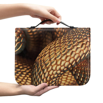 Bronze Snake Print Leather Bible Cover