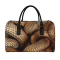 Bronze Snake Print Leather Duffel Bag