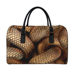 Bronze Snake Print Leather Duffle Bag