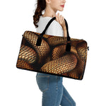 Bronze Snake Print Leather Duffle Bag