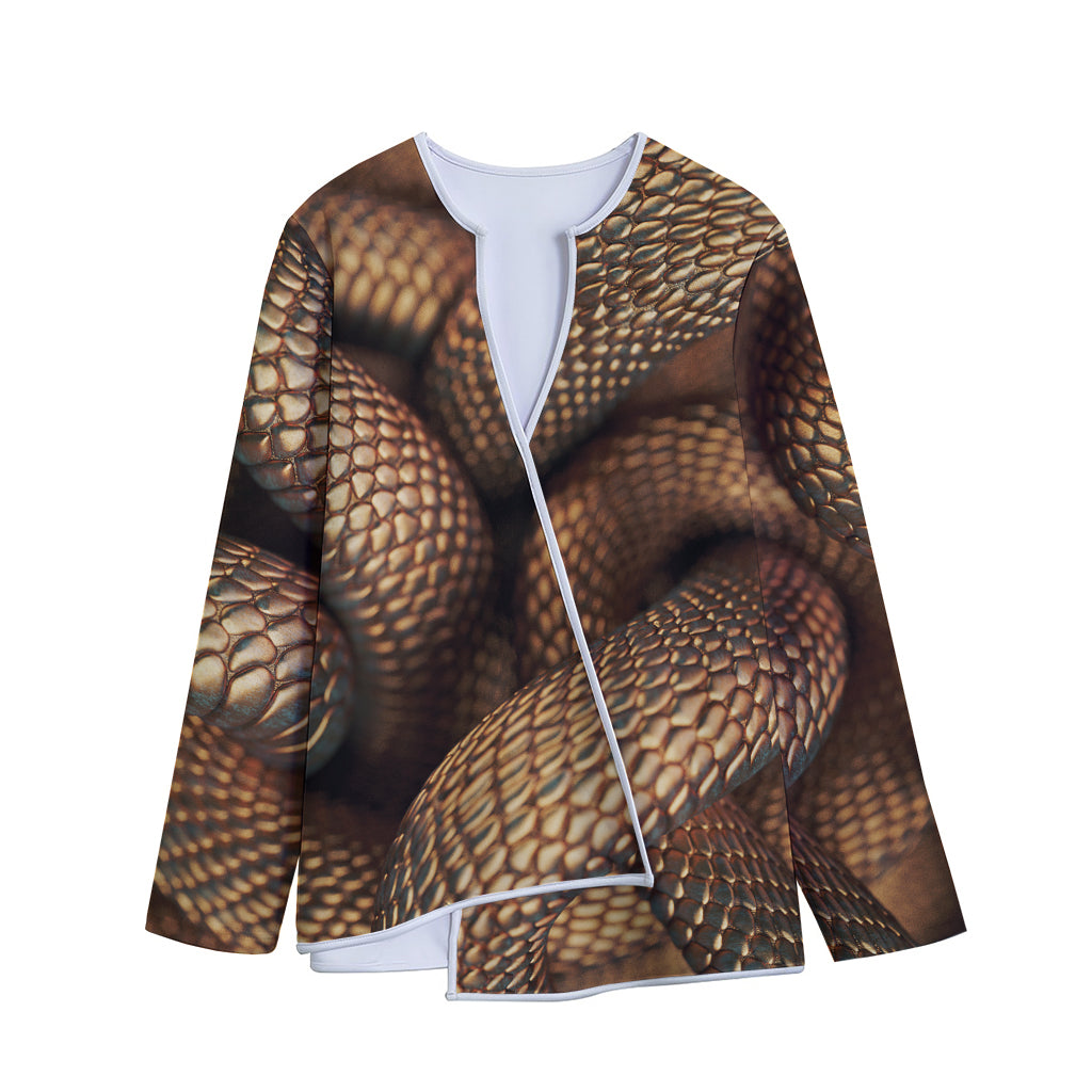 Bronze Snake Print Long Sleeve Short Coat