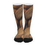 Bronze Snake Print Long Socks