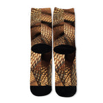Bronze Snake Print Long Socks
