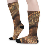Bronze Snake Print Long Socks