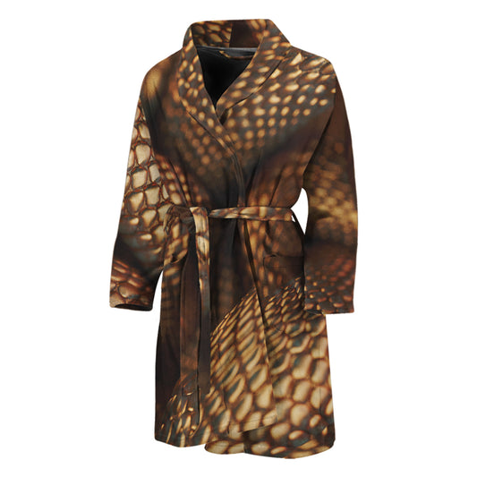 Bronze Snake Print Men's Bathrobe